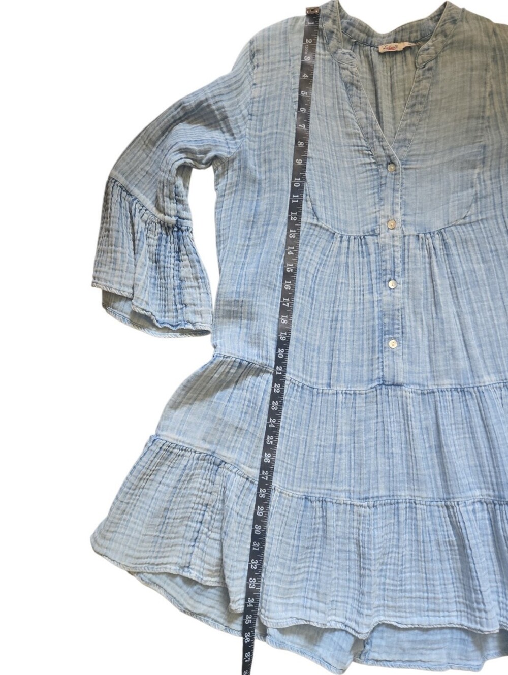 Faherty Kasey Dream Gauze Tiered Organic Cotton Minidress - M - Picture 3 of 9